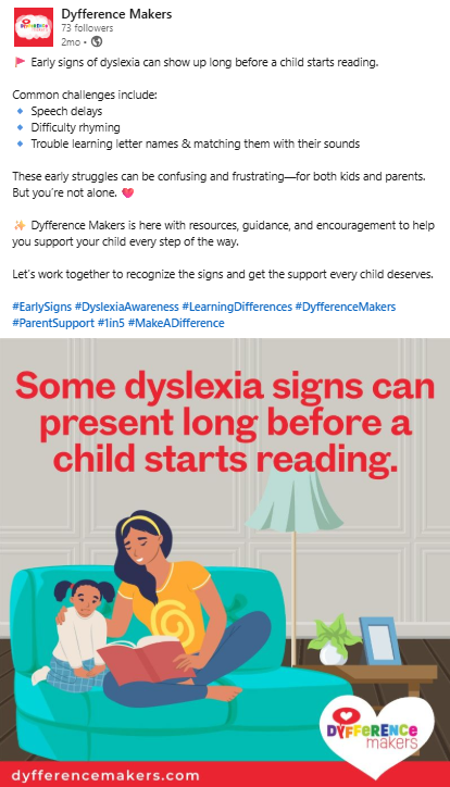Dyfference Makers Early Signs of Dyslexia Posts